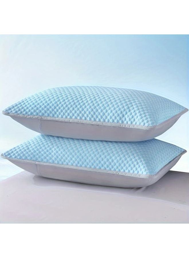 Queen Size Pillowcases 2 Piece Set Light Blue Soft Breathable Bedding Machine Washable - Image 4